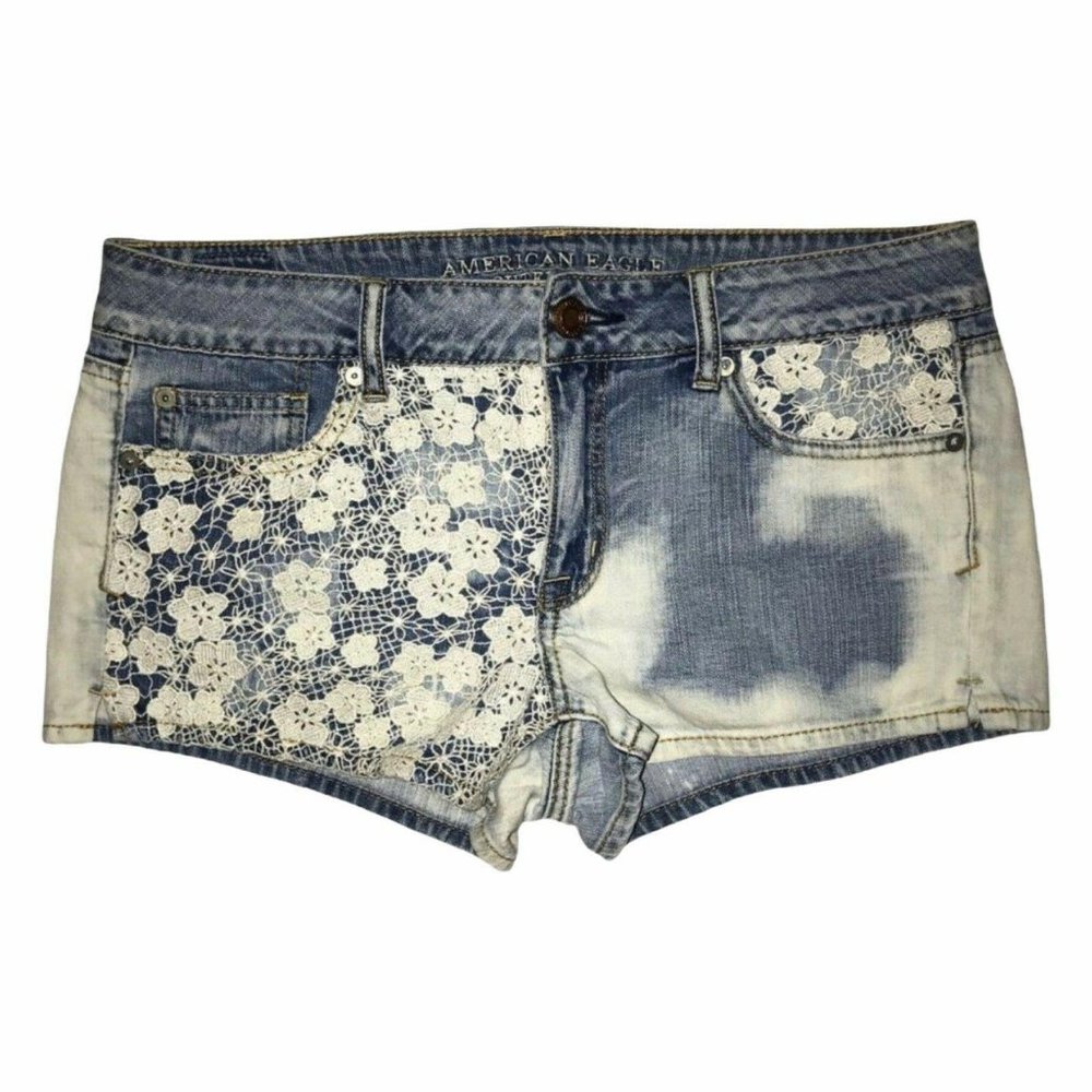 American Eagle Bleach Ombre Floral Lace Shorts 4